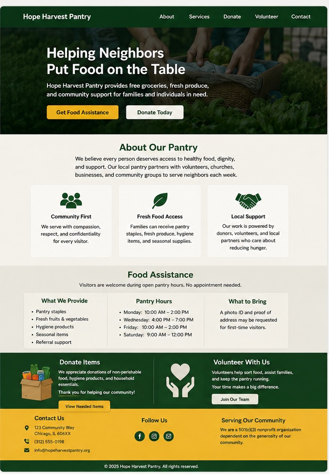 Hope Harvest Food Pantry Before Redesign